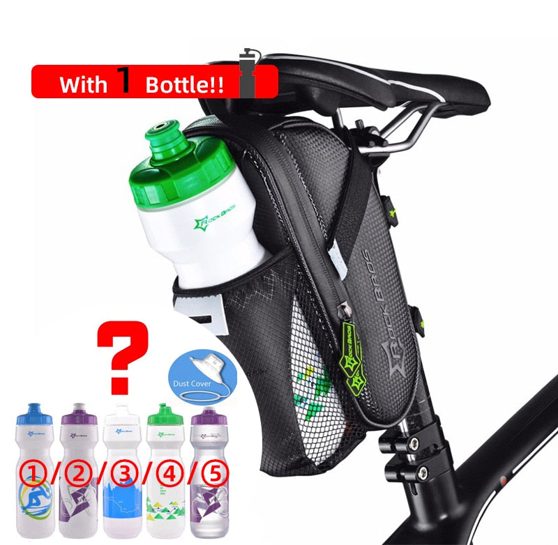 ROCKBROS Rainproof Bike Bicycle Rear Bag With Water Bottle Pocket Bicycle Tail Seat Saddle Bag Reflective Pouch Bike Accessories