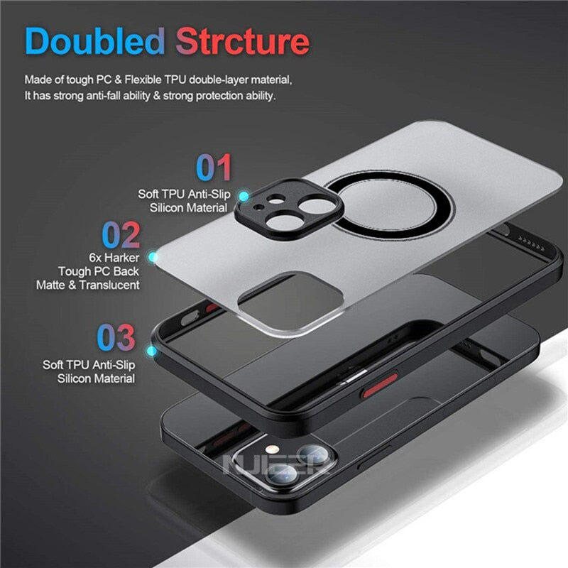 Capinha Luxury Magnetic For Magsafe Wireless Charge Phone Case For iPhone 13 14 12 11 Pro Max Mini X XR XS 14Plus Shockproof Armor Cover